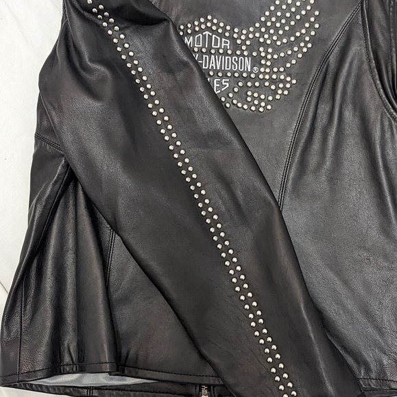 Harley Davidson Leather Jacket Studded Logo/Wings on Back & Sleeves NWOT - Picture 6 of 15